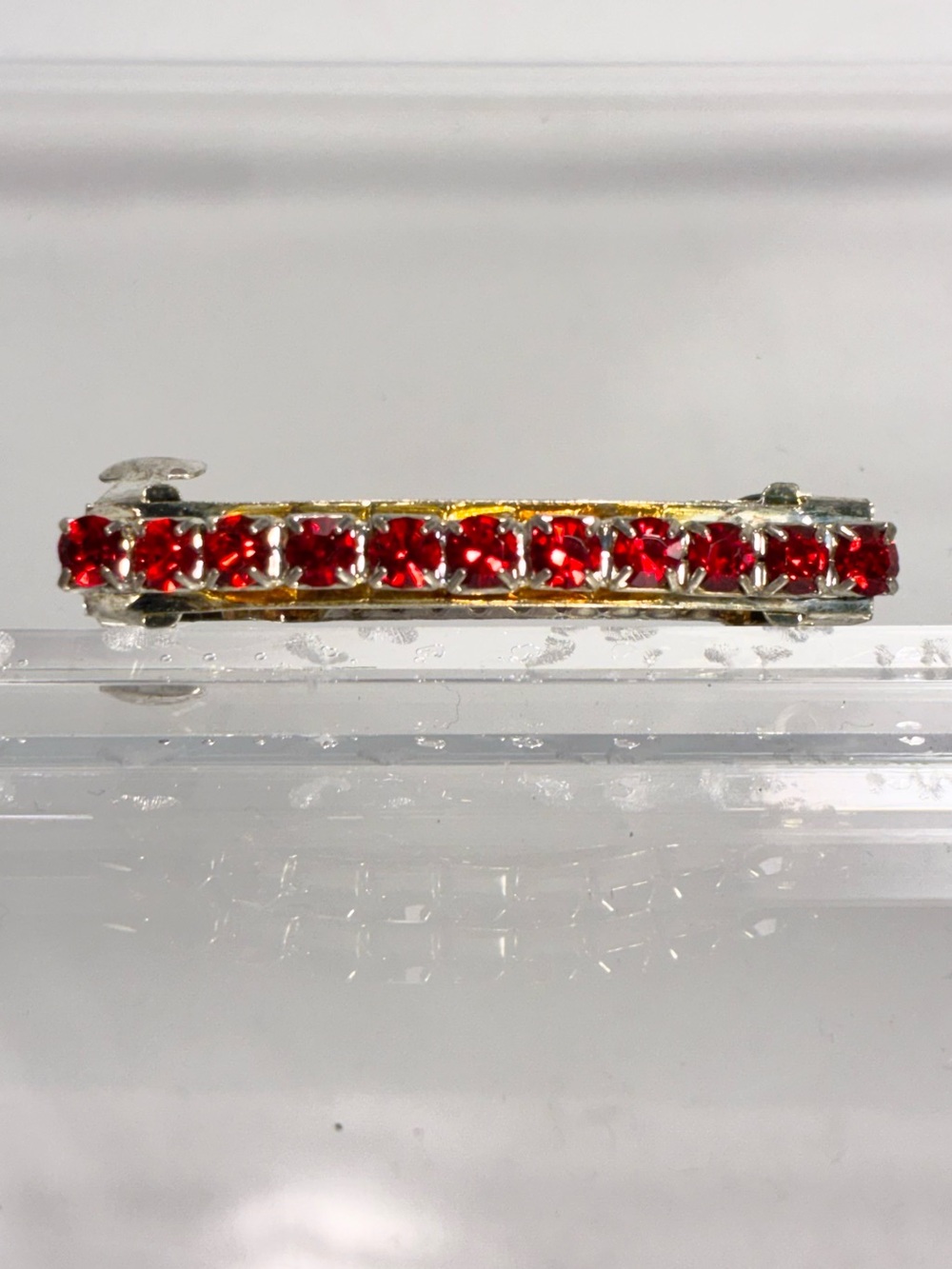Red Crystal Bar Hair Clip French Barrette 1.75”
